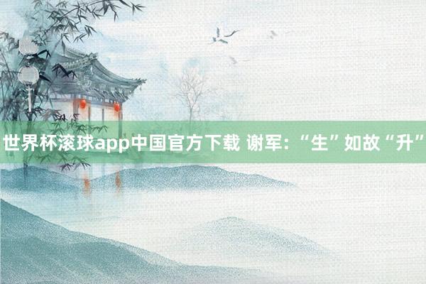 世界杯滚球app中国官方下载 谢军: “生”如故“升”