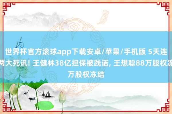 世界杯官方滚球app下载安卓/苹果/手机版 5天连曝两大死讯! 王健林38亿担保被践诺, 王想聪88万股权冻结