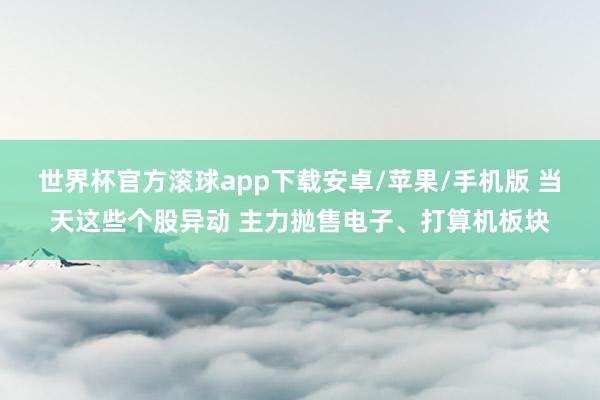 世界杯官方滚球app下载安卓/苹果/手机版 当天这些个股异动 主力抛售电子、打算机板块