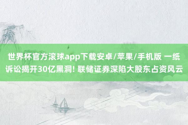 世界杯官方滚球app下载安卓/苹果/手机版 一纸诉讼揭开30亿黑洞! 联储证券深陷大股东占资风云