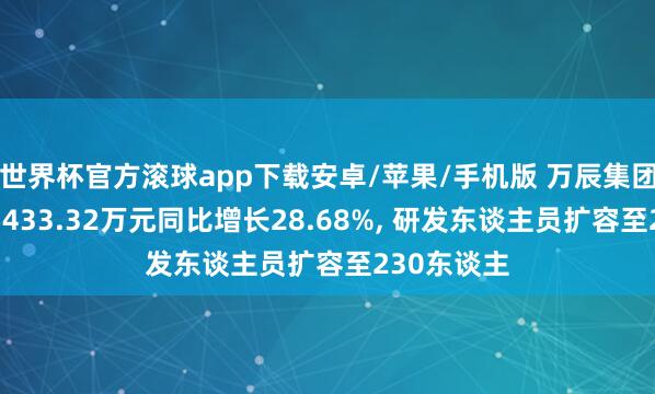 世界杯官方滚球app下载安卓/苹果/手机版 万辰集团研发插足5433.32万元同比增长28.68%, 研发东谈主员扩容至230东谈主