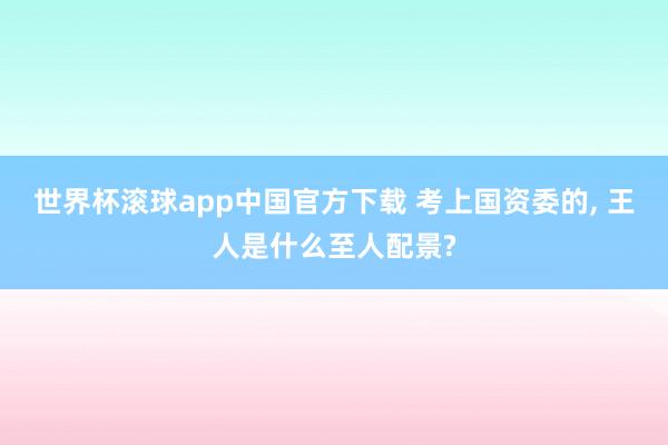 世界杯滚球app中国官方下载 考上国资委的, 王人是什么至人配景?