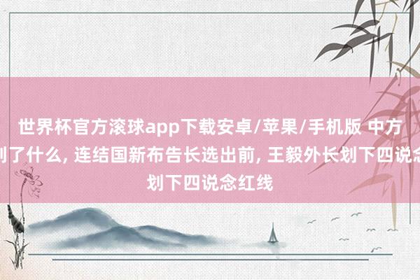 世界杯官方滚球app下载安卓/苹果/手机版 中方预判到了什么， 连结国新布告长选出前， 王毅外长划下四说念红线