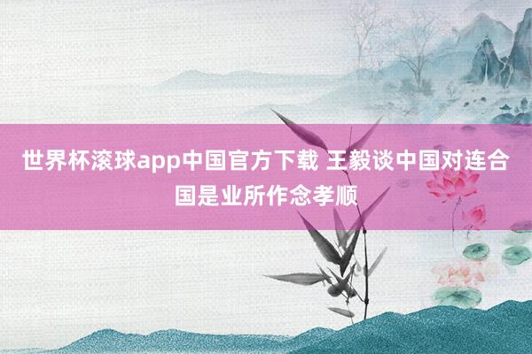 世界杯滚球app中国官方下载 王毅谈中国对连合国是业所作念孝顺