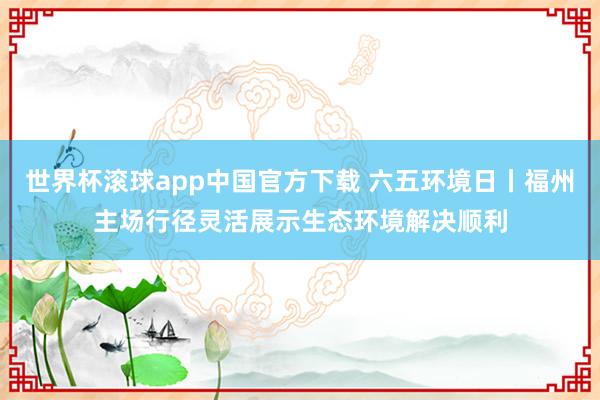 世界杯滚球app中国官方下载 六五环境日丨福州主场行径灵活展示生态环境解决顺利