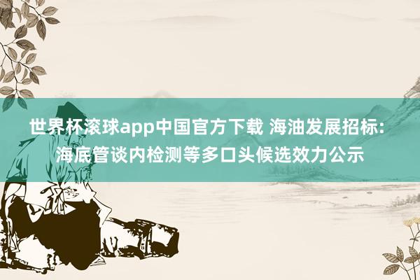 世界杯滚球app中国官方下载 海油发展招标: 海底管谈内检测等多口头候选效力公示