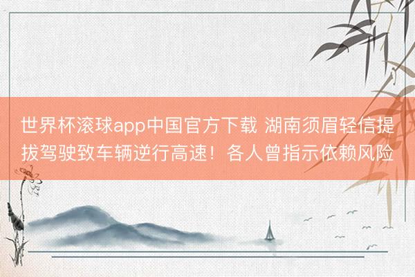 世界杯滚球app中国官方下载 湖南须眉轻信提拔驾驶致车辆逆行高速!各人曾指示依赖风险